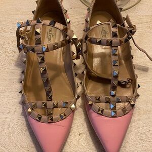 Valentino Pink and Tan Studded Heels